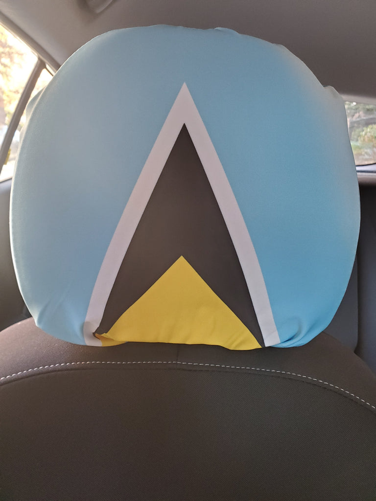 St. Lucia Flag Car Headrest Covers (1 Set of 2) by greatmagazineracks - greatmagazineracks