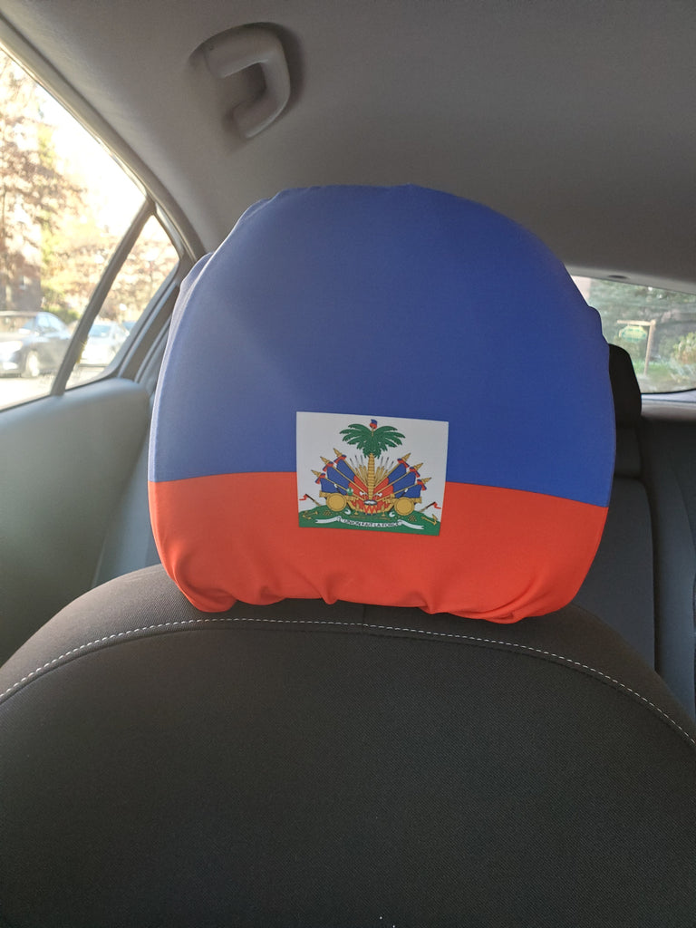 Haiti Flag Car Headrest Covers (1 Set of 2) by Carnival Mode - CARNIVAL MODE