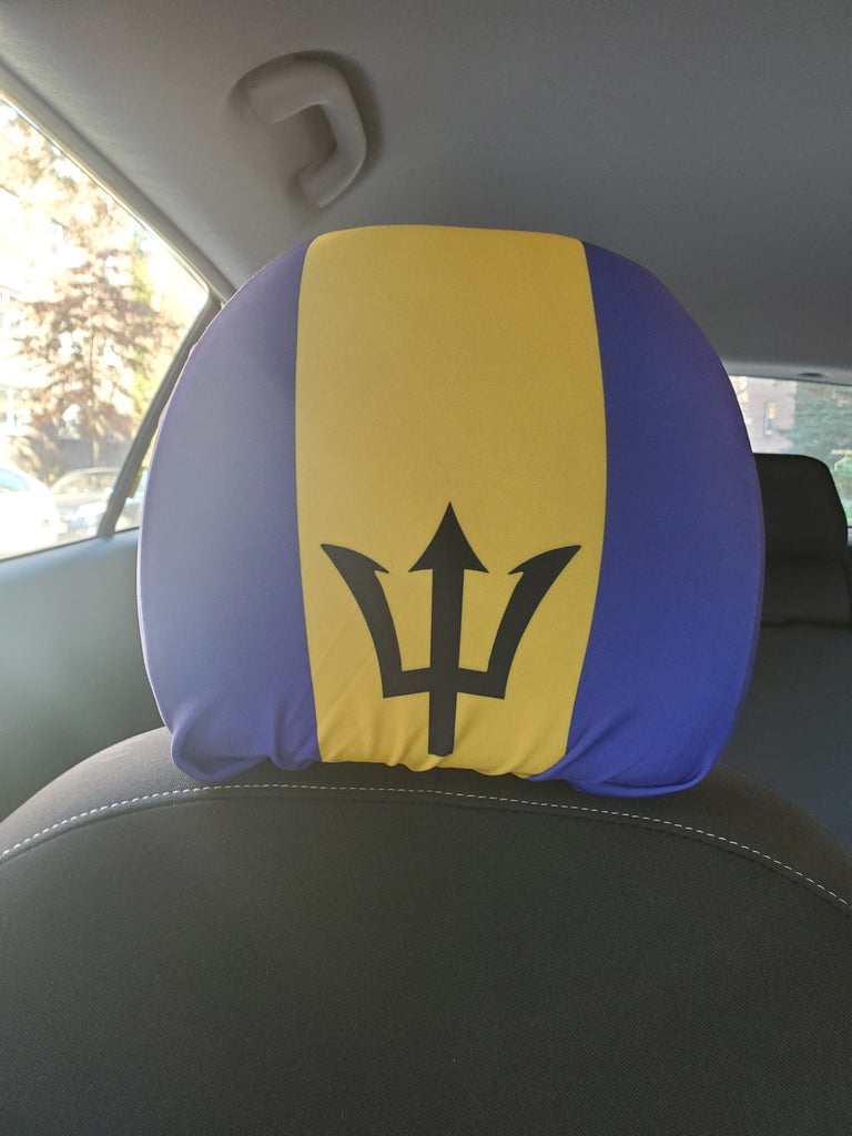 Barbados Flag Car Headrest Covers (1 Set of 2) by Carnival Mode - CARNIVAL MODE
