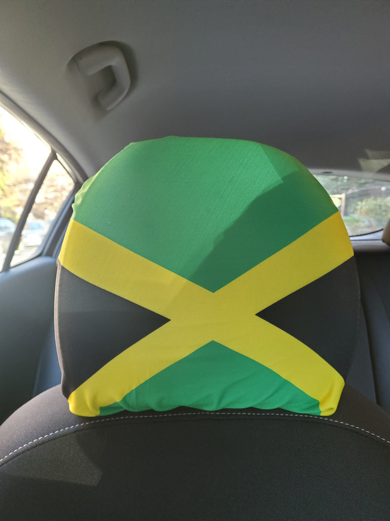 Jamaica Flag Car Headrest Covers (1 Set of 2) by Carnival Mode - CARNIVAL MODE