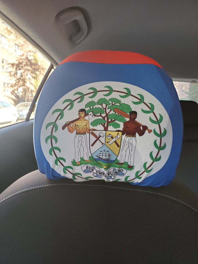 Belize Flag Car Headrest Covers (1 Set of 2) by Carnival Mode - CARNIVAL MODE