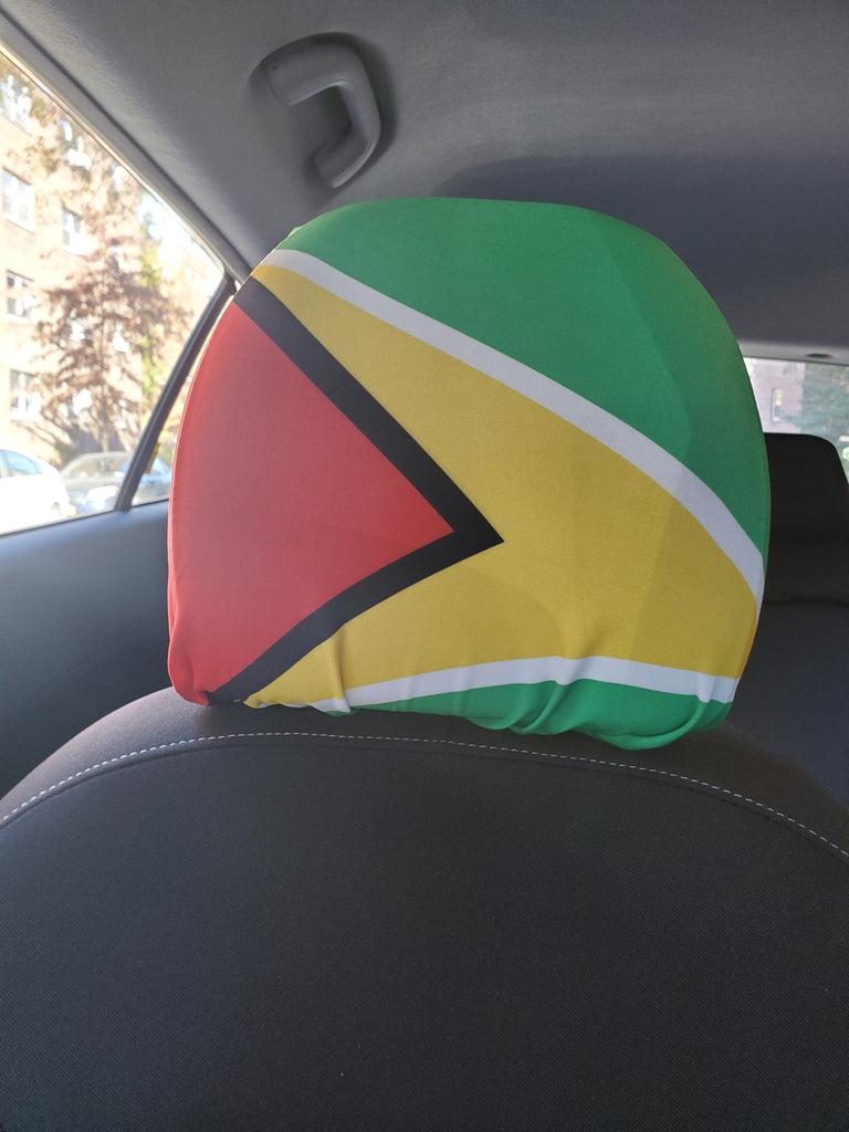 Guyana Flag Car Headrest Covers (1 Set of 2) by Carnival Mode - CARNIVAL MODE