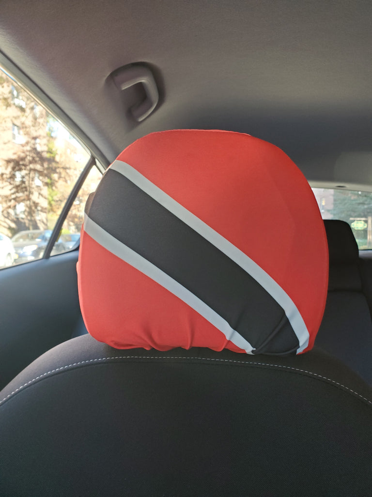 Trinidad & Tobago Flag Car Headrest Covers (1 Set of 2) by Carnival Mode - CARNIVAL MODE
