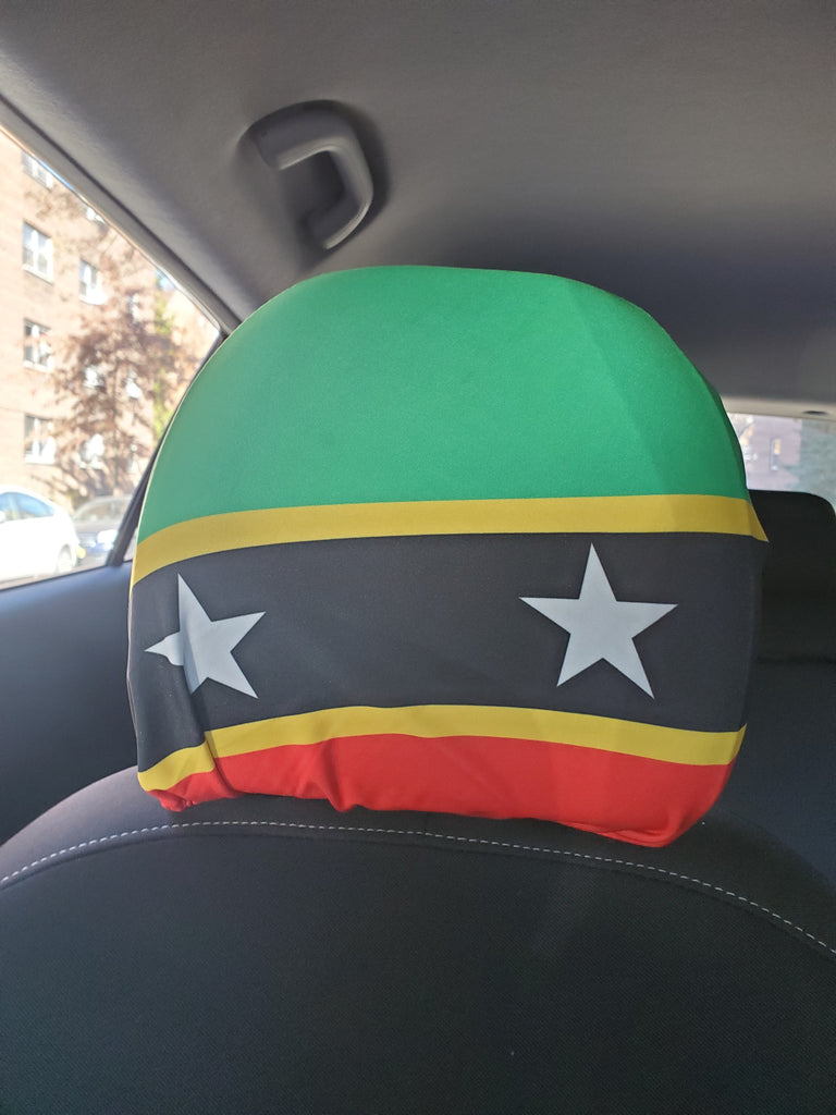 Saint Kitts and Nevis Flag Car Headrest Covers (1 Set of 2) by greatmagazineracks - greatmagazineracks