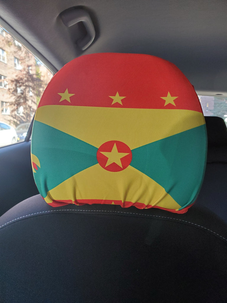 Grenada Flag Car Headrest Covers (1 Set of 2) by Carnival Mode - CARNIVAL MODE