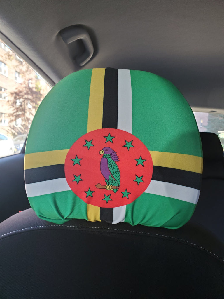 Dominica Flag Car Headrest Covers (1 Set of 2) by Carnival Mode - CARNIVAL MODE