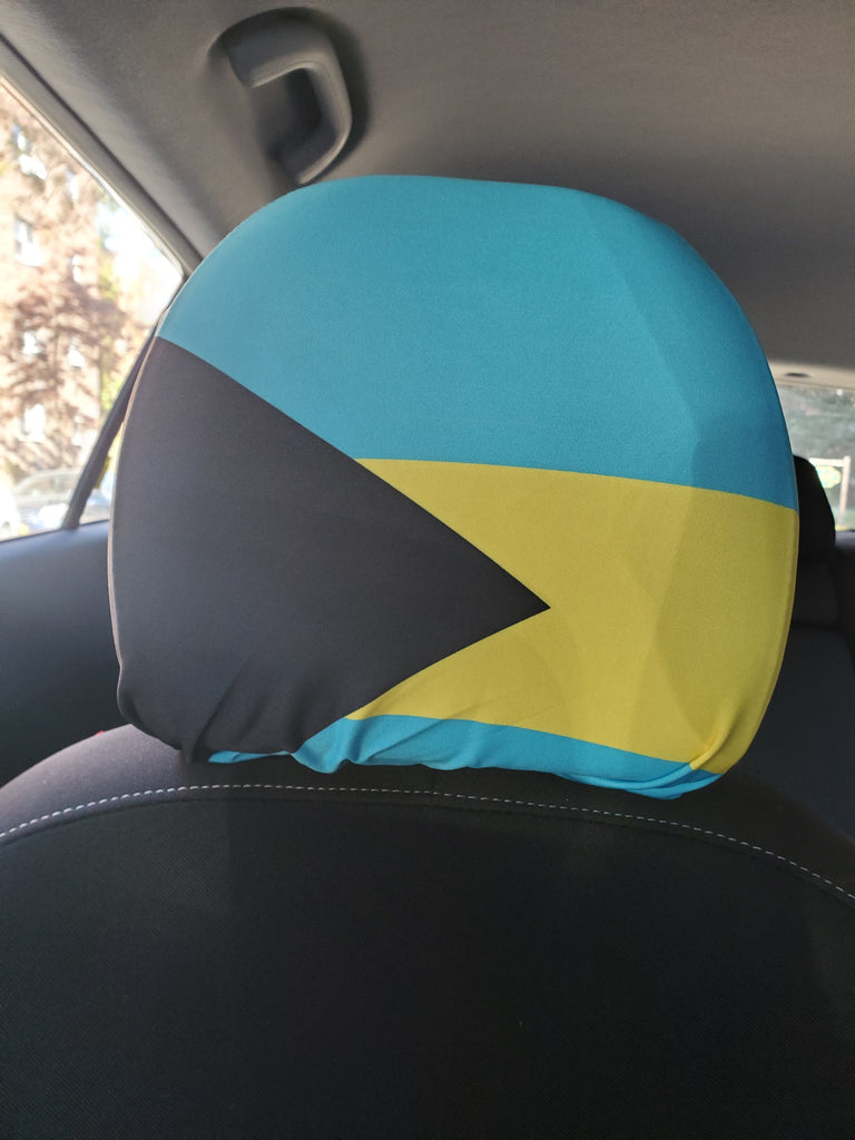 Bahamas Flag Car Headrest Covers (1 Set of 2) by Carnival Mode - CARNIVAL MODE
