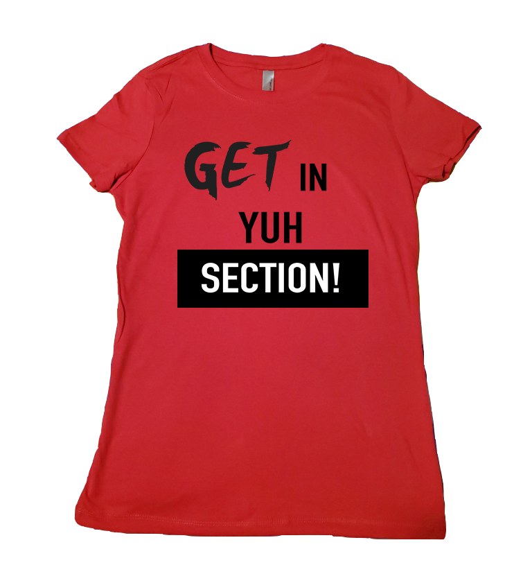 Womens Get In Yuh Section Fit T-Shirt Red - CARNIVAL MODE